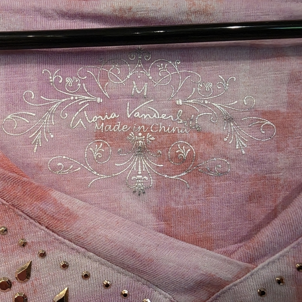 Gloria Vanderbilt Rouched Rinestone Top- Size Medium - Picture 2 of 4
